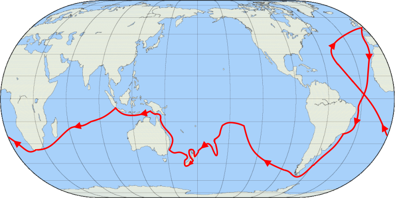 Rotta della HMS Endeavour